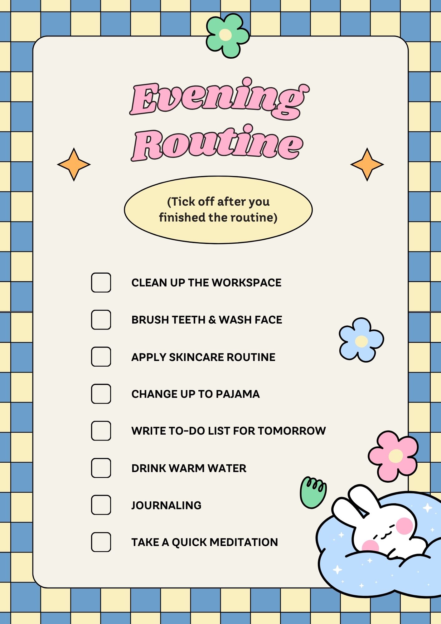 Evening Routine Template
