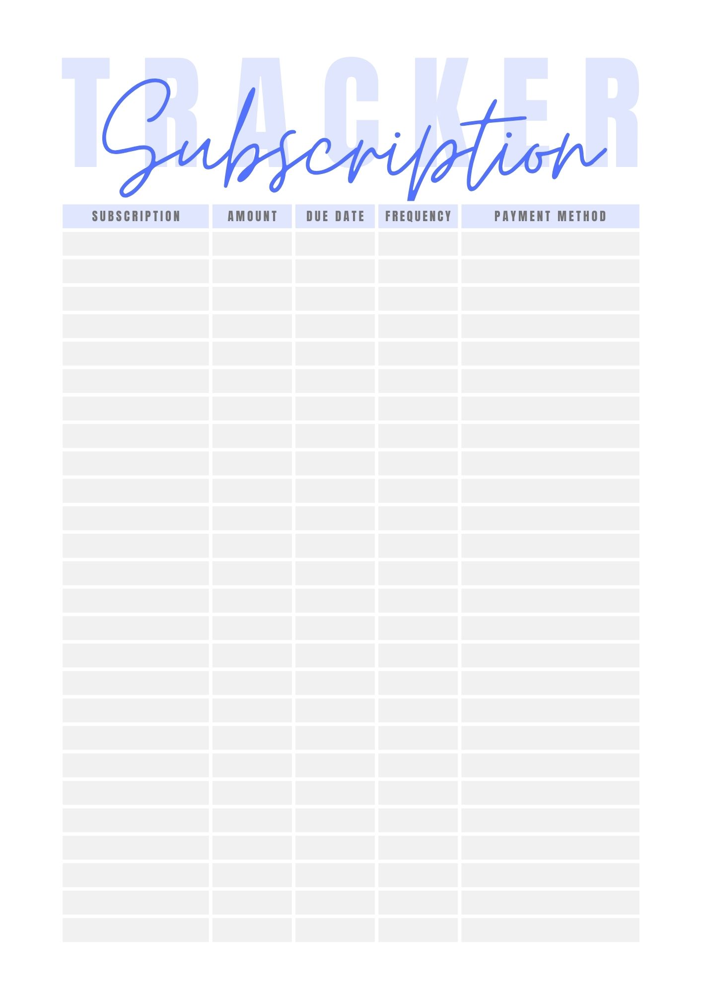 Subscription Tracker Template