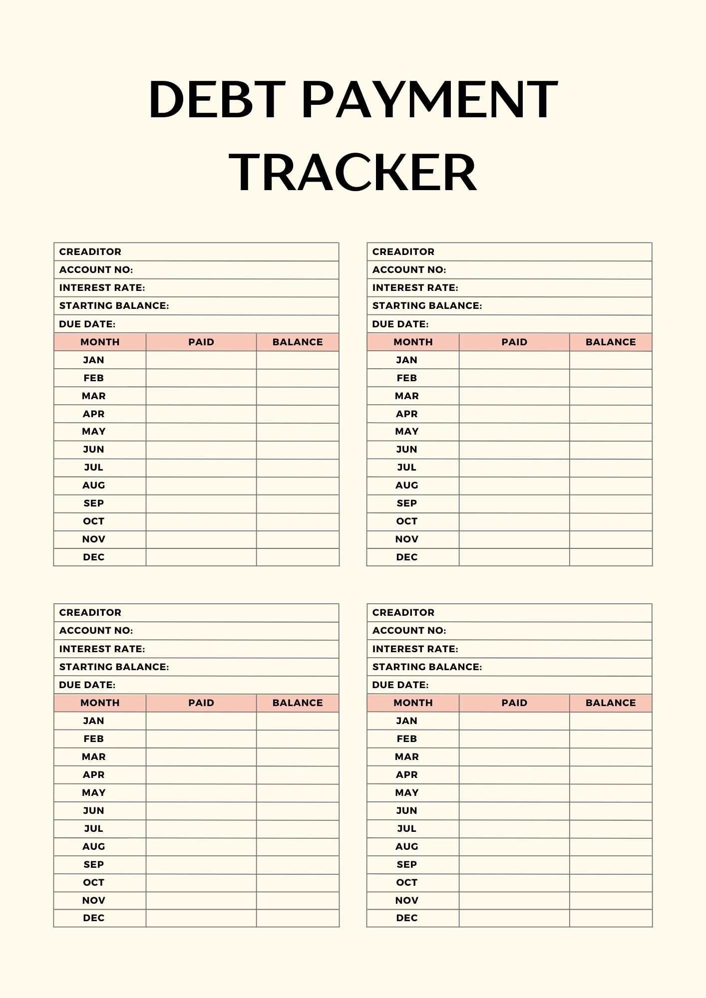 Debt Payoff Planner Template