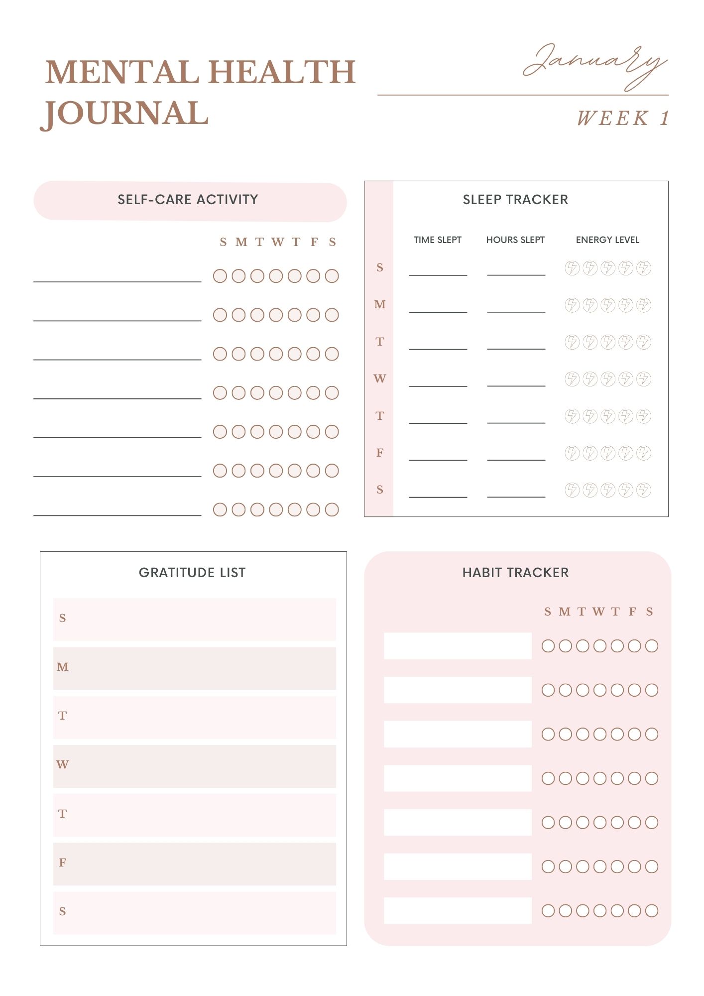 Mental Health Journal Template