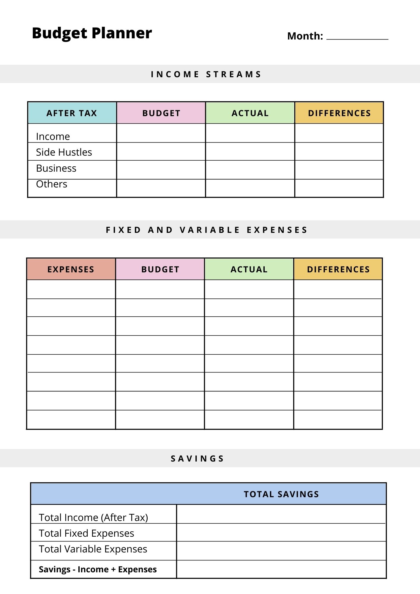 Budget Planner Template